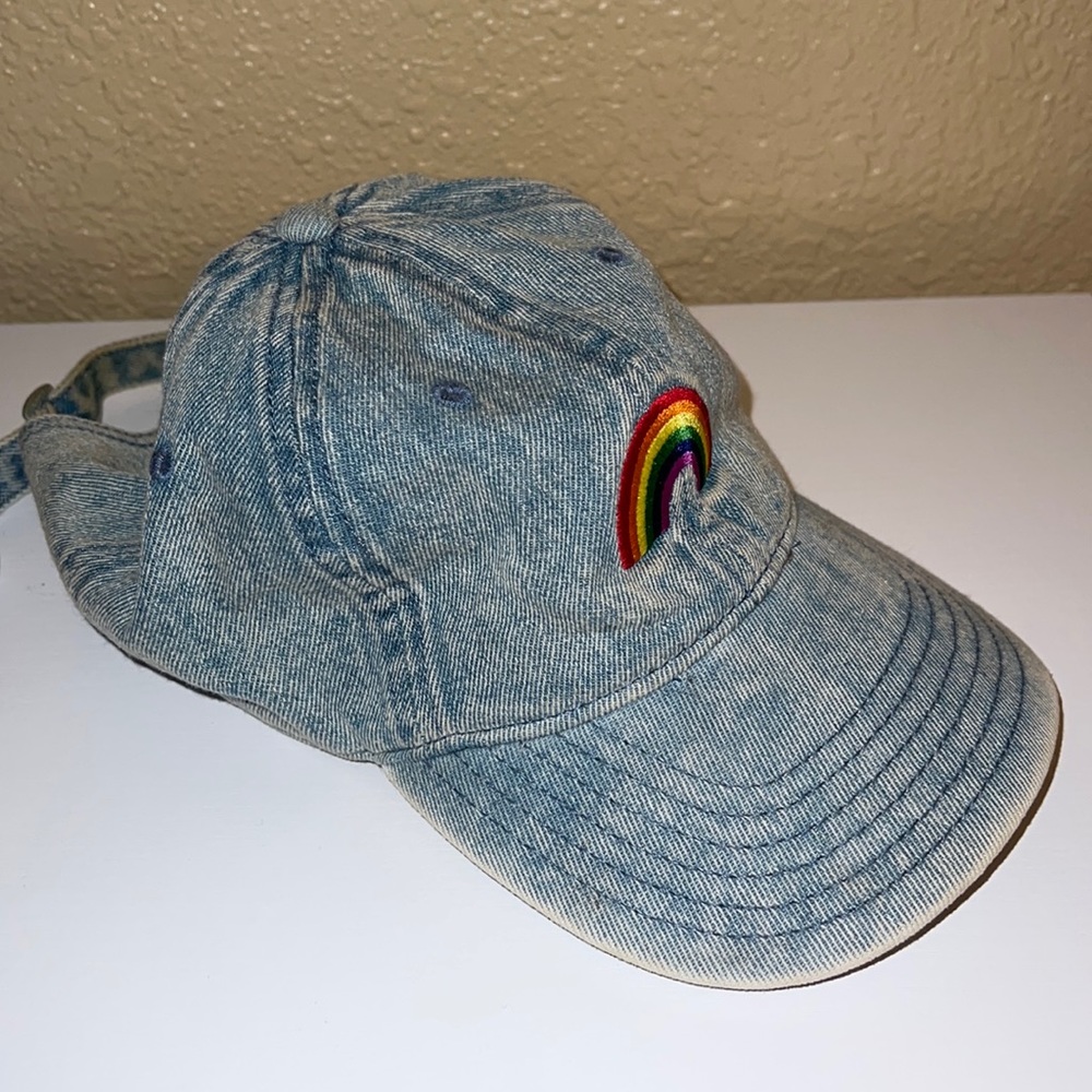 Denim rainbow cap